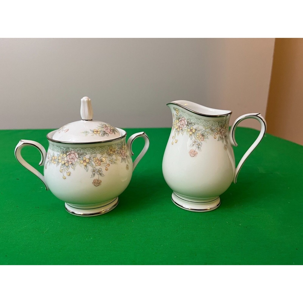 Noritake Ivory China Japan 7237 ADAGIO Creamer And Sugar Bowl With Lid EXCELLENT